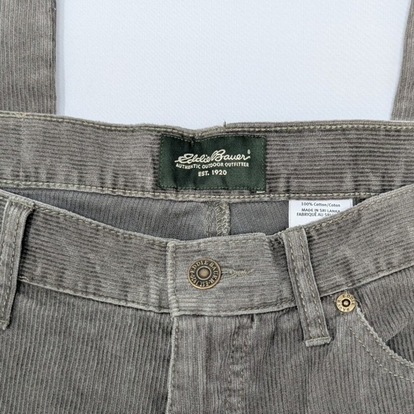 Eddie Bauer Mens Corduroy Pants Grey Straight Leg 100% Cotton 35x30 D3753725 - Picture 5 of 14